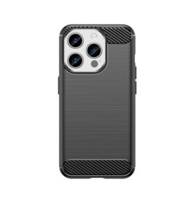 Carbon pattern flexible case for iPhone 15 Pro Carbon Case - black