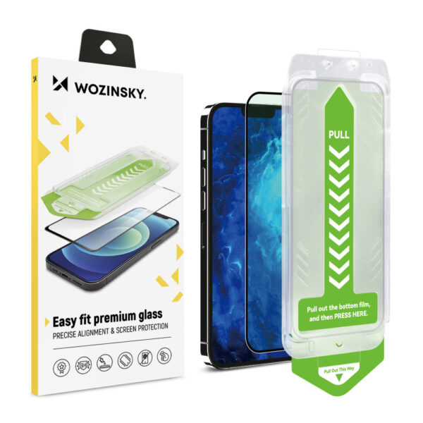 9H tempered glass with mounting frame for iPhone 13 Pro Wozinsky Premium Glass - black