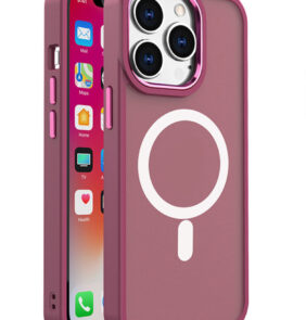 Magnetic Color Matte Case for iPhone 15 Pro - Burgundy