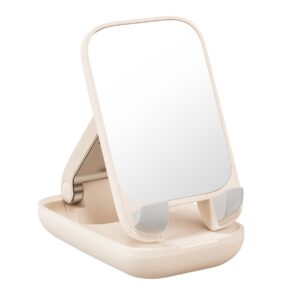 Adjustable phone stand with mirror Baseus Seashell Series - beige