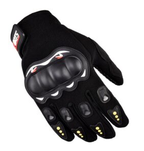 Motorcycle phone gloves with knuckle protector – black