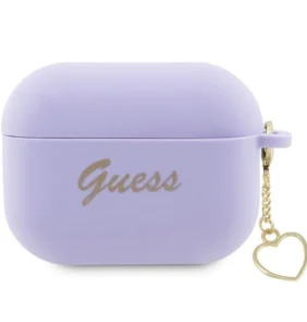 Guess GUAP2LSCHSU AirPods Pro 2 cover purple/purple Silicone Charm Heart Collection