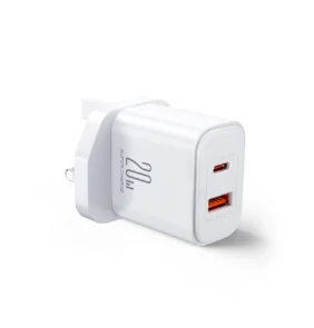 UK Joyrooom FlashSeries JR-TCF05 20W USB-A USB-C charger - white