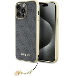 Guess 4G Charms Collection case for iPhone 15 Pro Max - gray