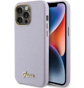 Guess Glitter Glossy Script case for iPhone 15 Pro Max - lilac