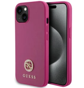 Guess GUHCP15SPS4DGPP iPhone 15 6.1" pink/pink hardcase Strass Metal Logo