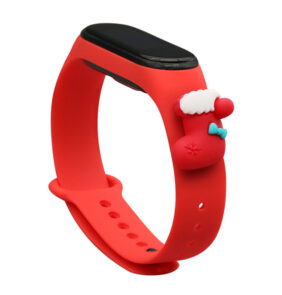 Strap Xmas Wristband for Xiaomi Mi Band 6 / Mi Band 5 Christmas Silicone Strap Bracelet Red (Sock)