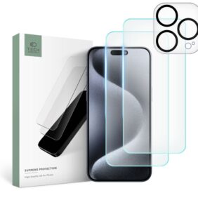 TEMPERED GLASS TECH-PROTECT SUPREME SET IPHONE 15 PRO CLEAR