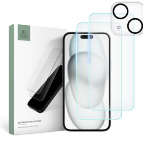 TEMPERED GLASS TECH-PROTECT SUPREME SET IPHONE 15 CLEAR