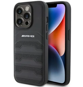 AMG Leather Debossed Lines case for iPhone 15 Pro Max - black