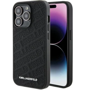 Karl Lagerfeld Quilted K Pattern case for iPhone 15 Pro - black