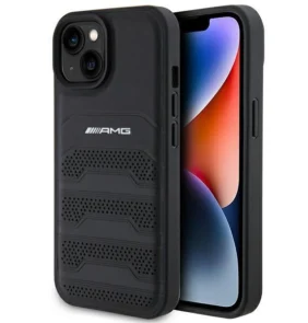 AMG Leather Debossed Lines case for iPhone 15 - black