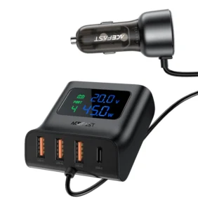 Acefast B11 138W USB-A USB-C Car Charger with 6 Ports - Black