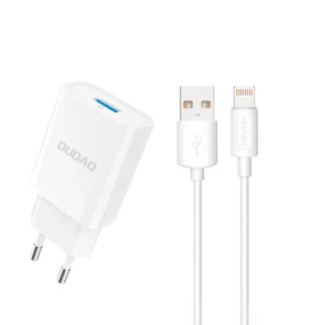 Dudao A4EU USB-A 2.1A wall charger - white + USB-A - Lightning cable