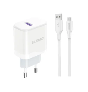 Dudao A20EU USB-A 18W wall charger - white + USB-A - micro USB cable