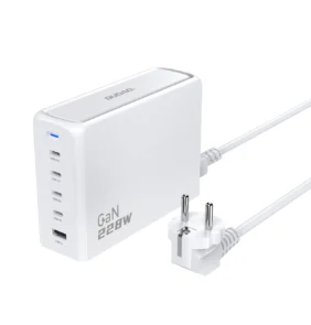 Dudao A228EU GaN charger 1x USB-A 4x USB-C PD 228W - white