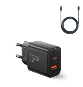 EU Joyroom JR-TCF05 20W USB-A USB-C charger + USB-C cable - black