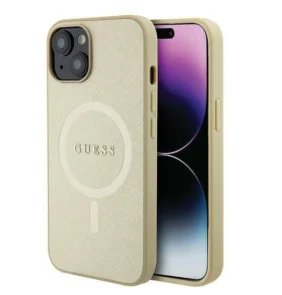 Guess GUHMP15MPSAHMCB iPhone 15 Plus 6.7" gold/gold hardcase Saffiano MagSafe