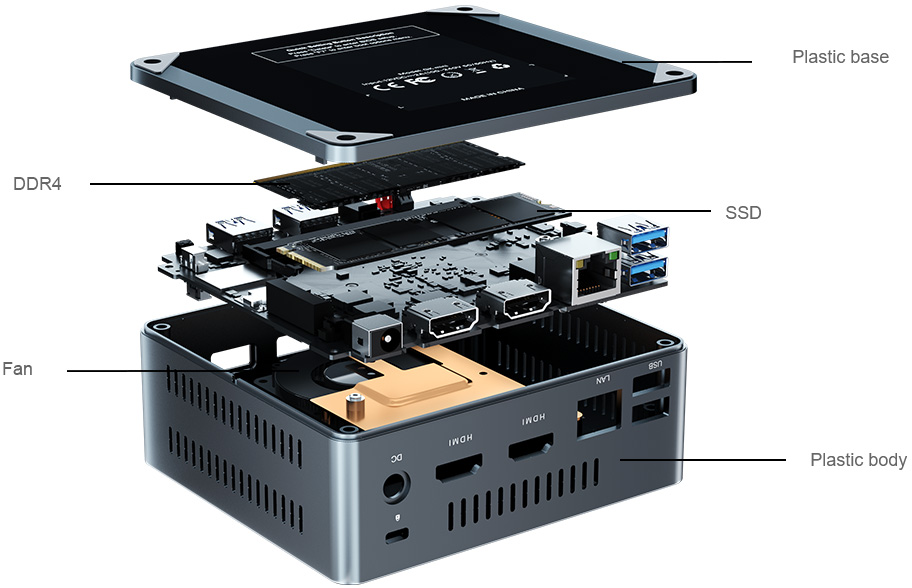 Beelink GK Mini J4125 2.7GHz 8GB DDR4 256GB M.2 2280 SATA3 SSD - Image 3
