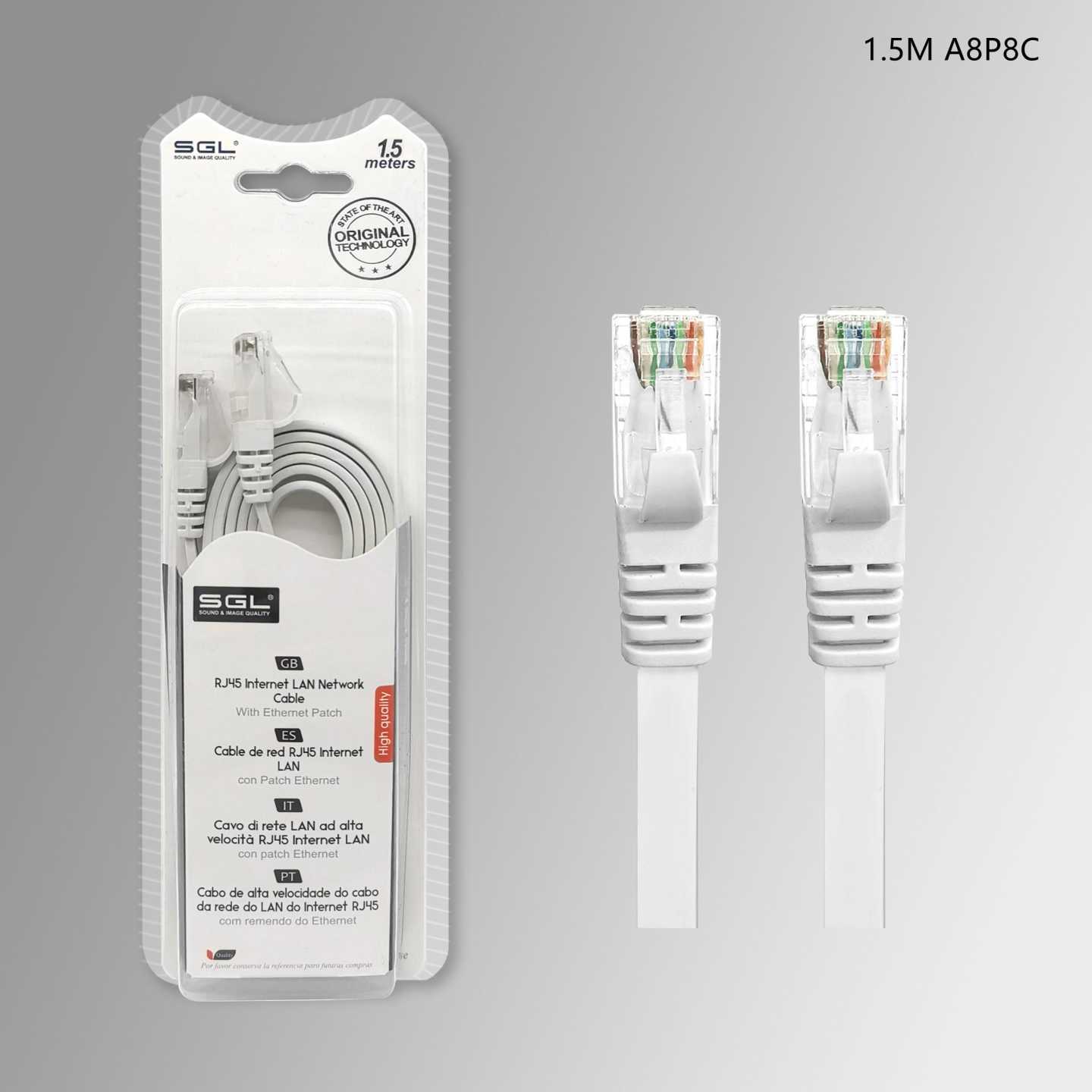 Καλώδιο δικτύου Ethernet - Πλακέ - A8P8C - 1.5m - 096391 - Image 2