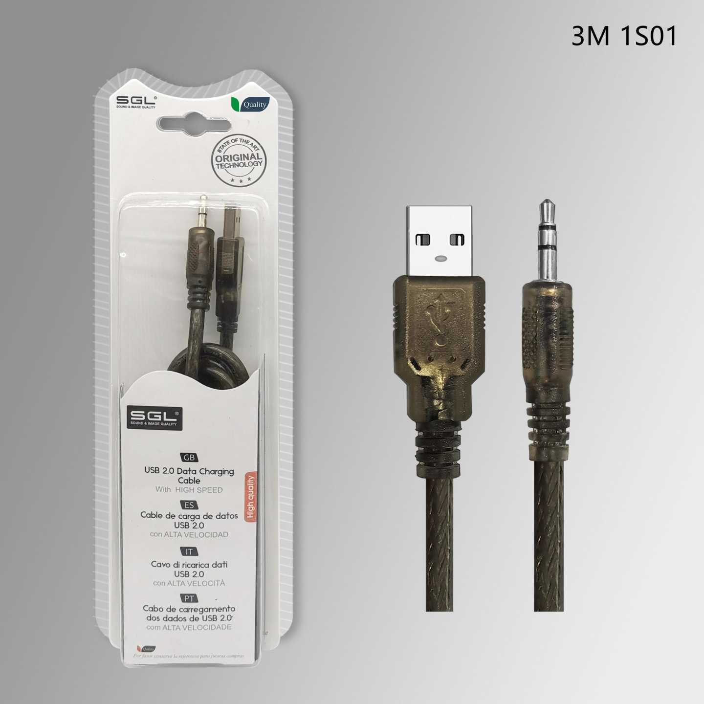 Καλώδιο ήχου - 1S - USB-A male/Jack 3.5mm male - 3m - 097169 - Image 2
