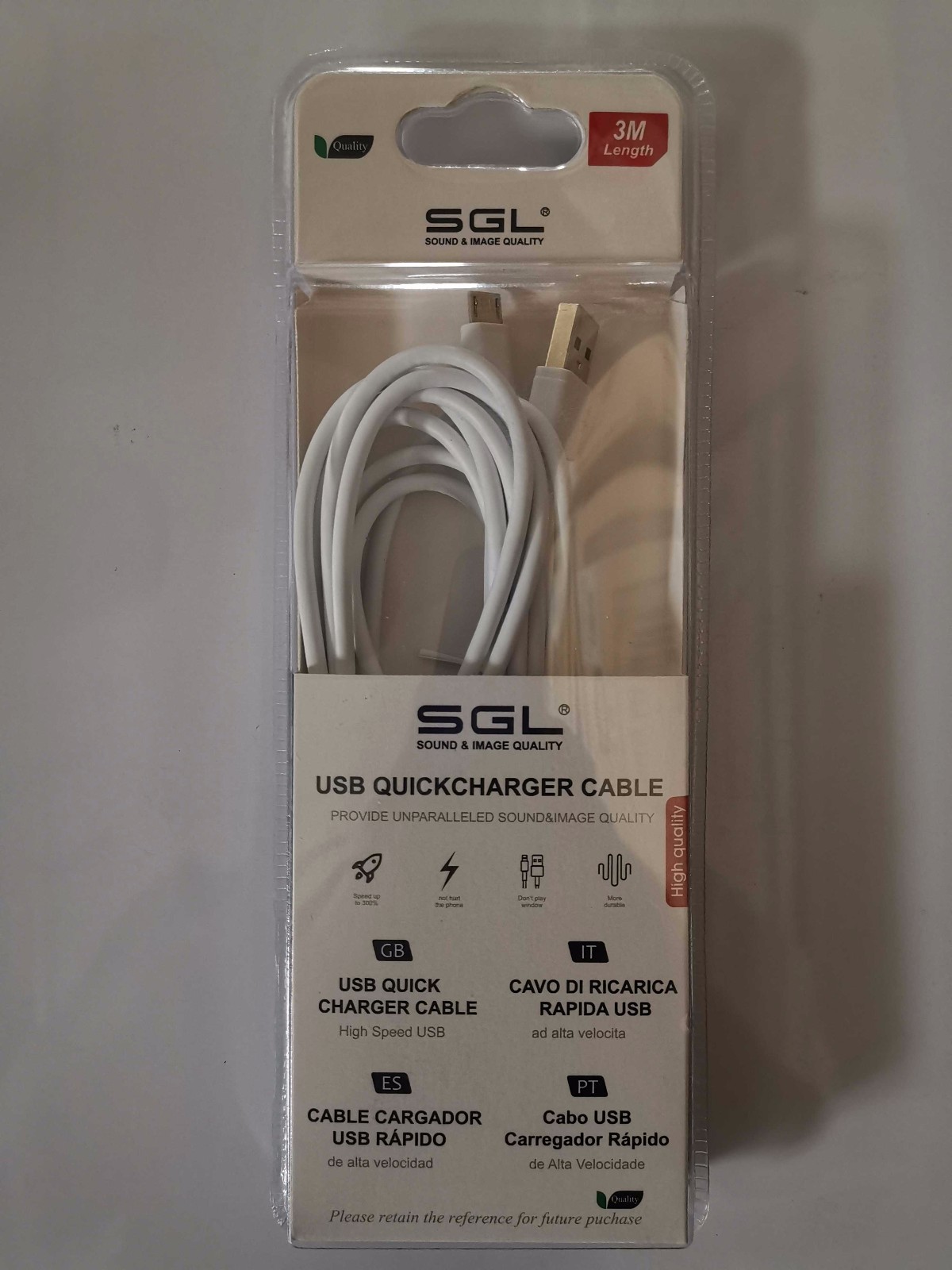 Καλώδιο φόρτισης & data Micro USB - Quick Charge - V8 - 3M - 194752 - Image 2