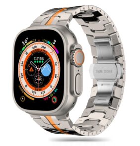 TECH-PROTECT STAINLESS LINE APPLE WATCH 8 / 9 / 10 / 11 / SE / ULTRA (44 / 45 / 46 / 49 MM) TITANIUM/ORANGE