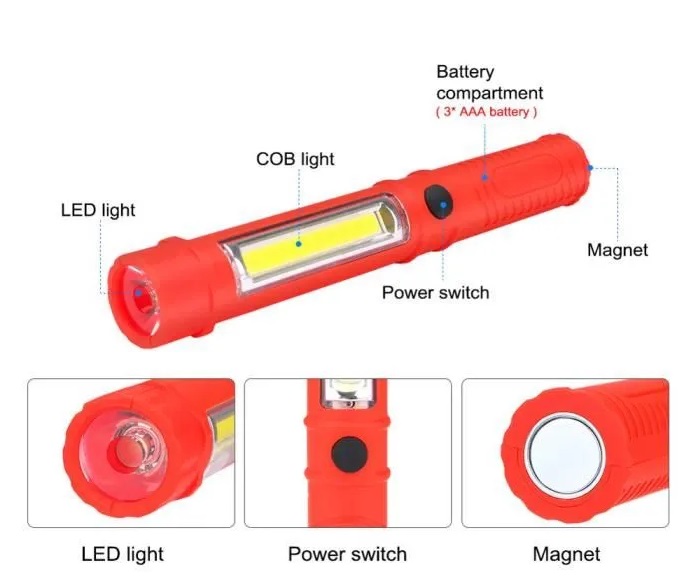 Φακός μπαταρίας LED Mini - Ράβδος - 909A - 219095 - Red - Image 2