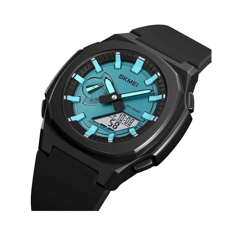 Ψηφιακό/αναλογικό ρολόι χειρός – Skmei - 2091 - Light Blue/Black screen
