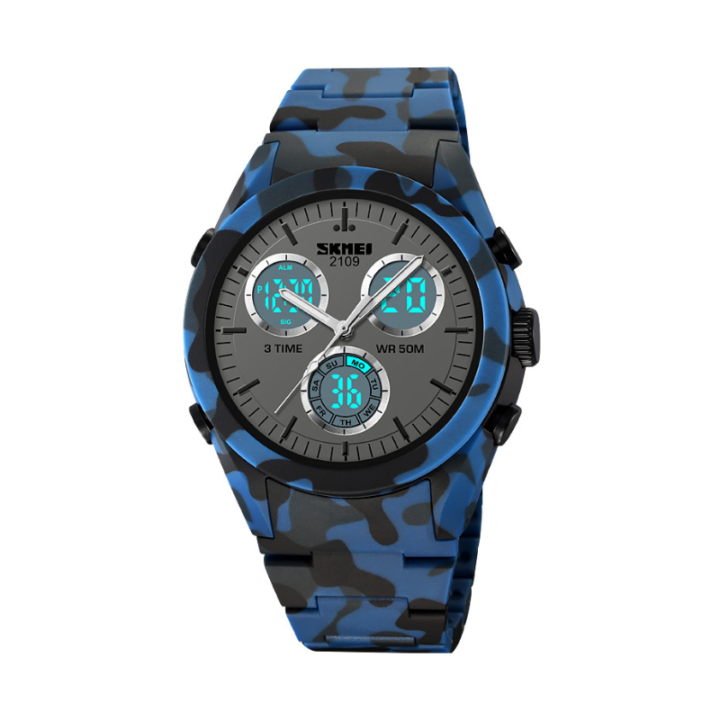 Ψηφιακό/αναλογικό ρολόι χειρός – Skmei - 2109 - Army Dark Blue