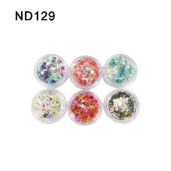 Σετ Glitter νυχιών Nail Art - ND129 - 6pcs - 910556 - Image 2