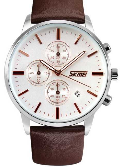 Αναλογικό ρολόι χειρός – Skmei - 9103 - Brown/White - Image 2