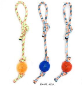 Παιχνίδι σκύλου σχοινί με μπάλα TPR - 46cm - 12pcs - 550572