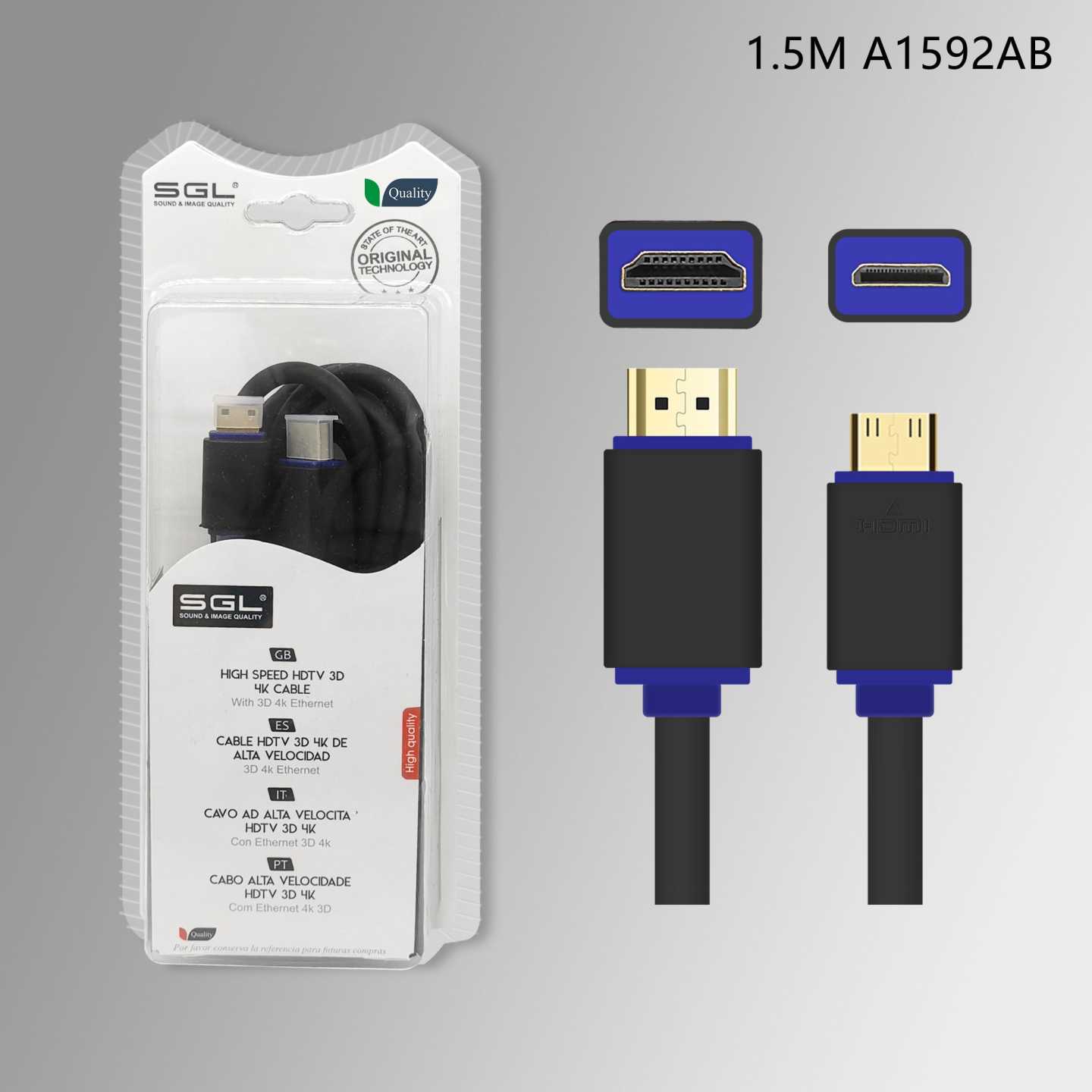 Kαλώδιο HDMI σε Mini HDMI - A1592AB-02 - Male/Male - 10cm - 098036 - Image 2