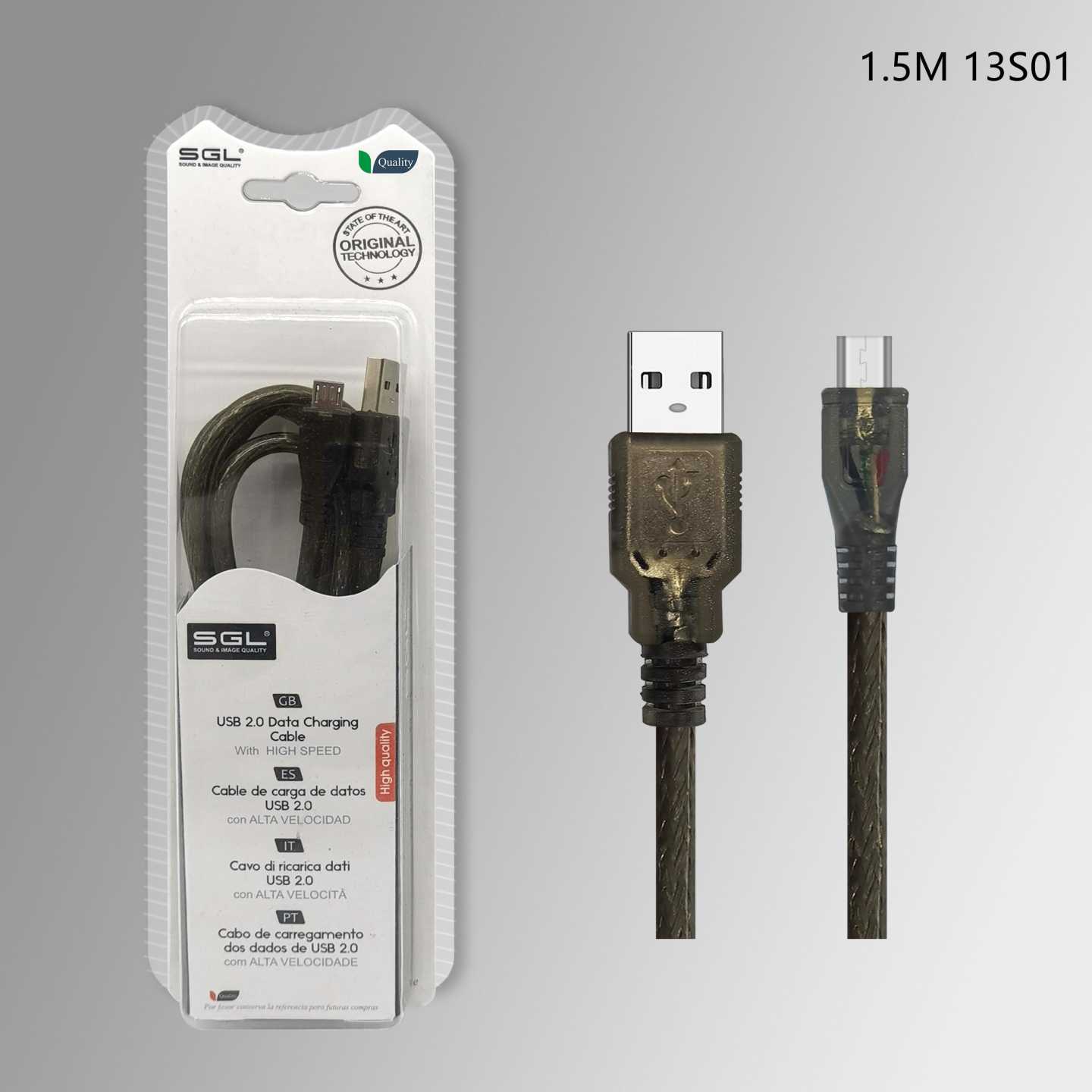 Καλώδιο φόρτισης & data - 13S01 - USB A male/Micro USB - 1.5m - 097756 - Image 2