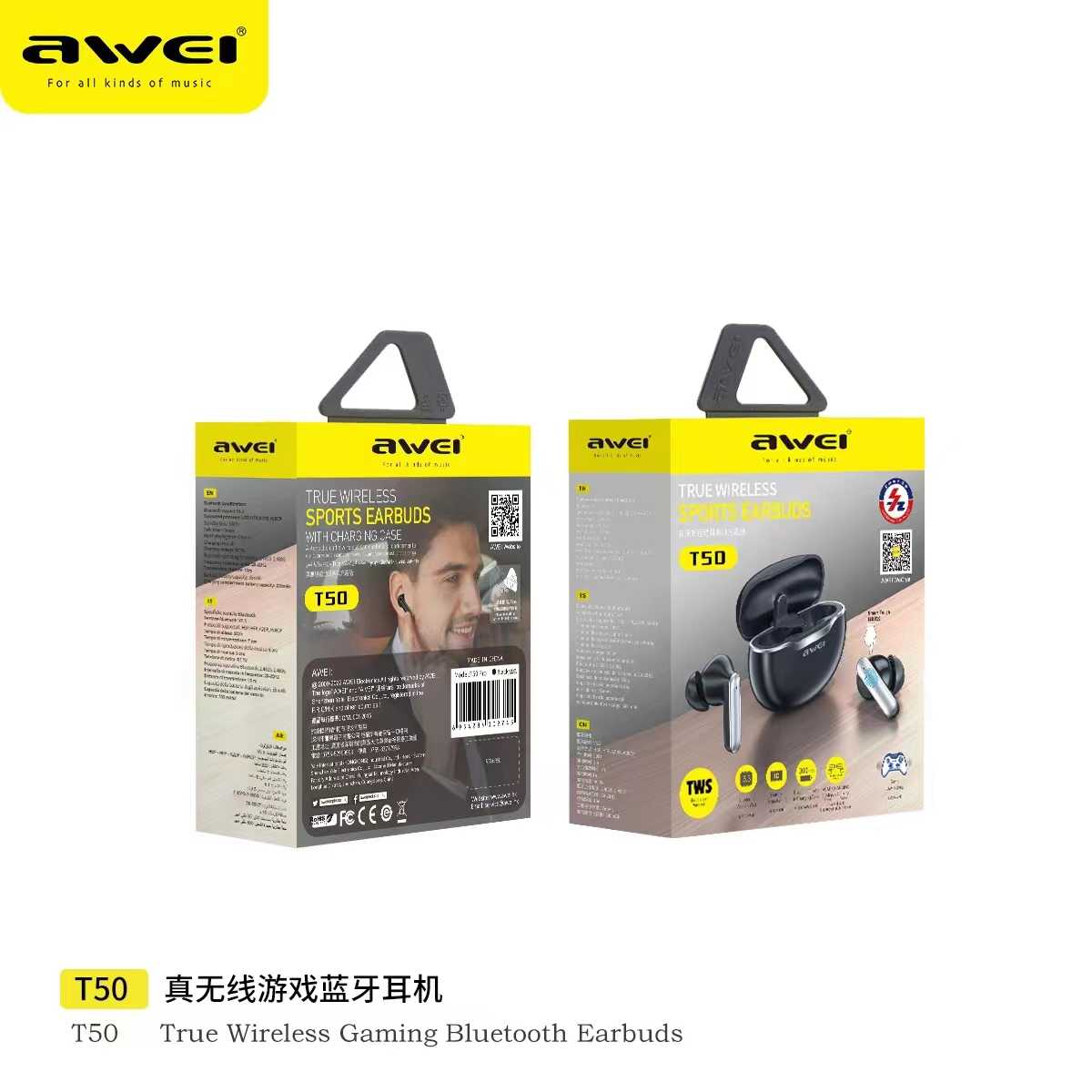 Ασύρματα ακουστικά Bluetooth με θήκη φόρτισης - T50 - Awei - 888667 - Image 2