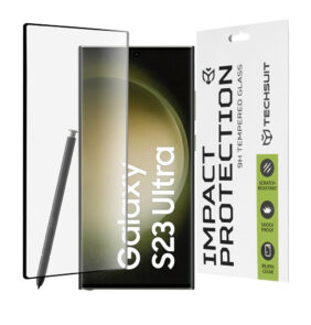 Techsuit - 111D Full Cover / Full Glue Glass / 3D Curved Screen - Samsung Galaxy S23 Ultra - Black