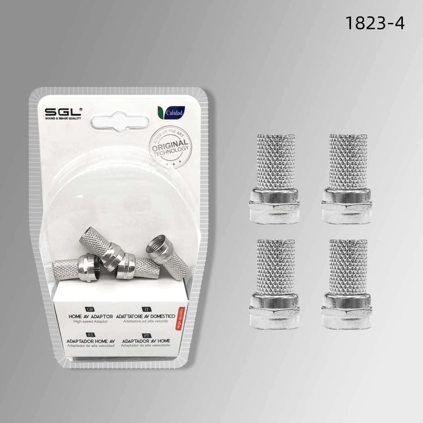 Βύσμα κεραίας TV Coaxial τύπου F - 4pcs - 1823-4 - Silver - 098692 - Image 2