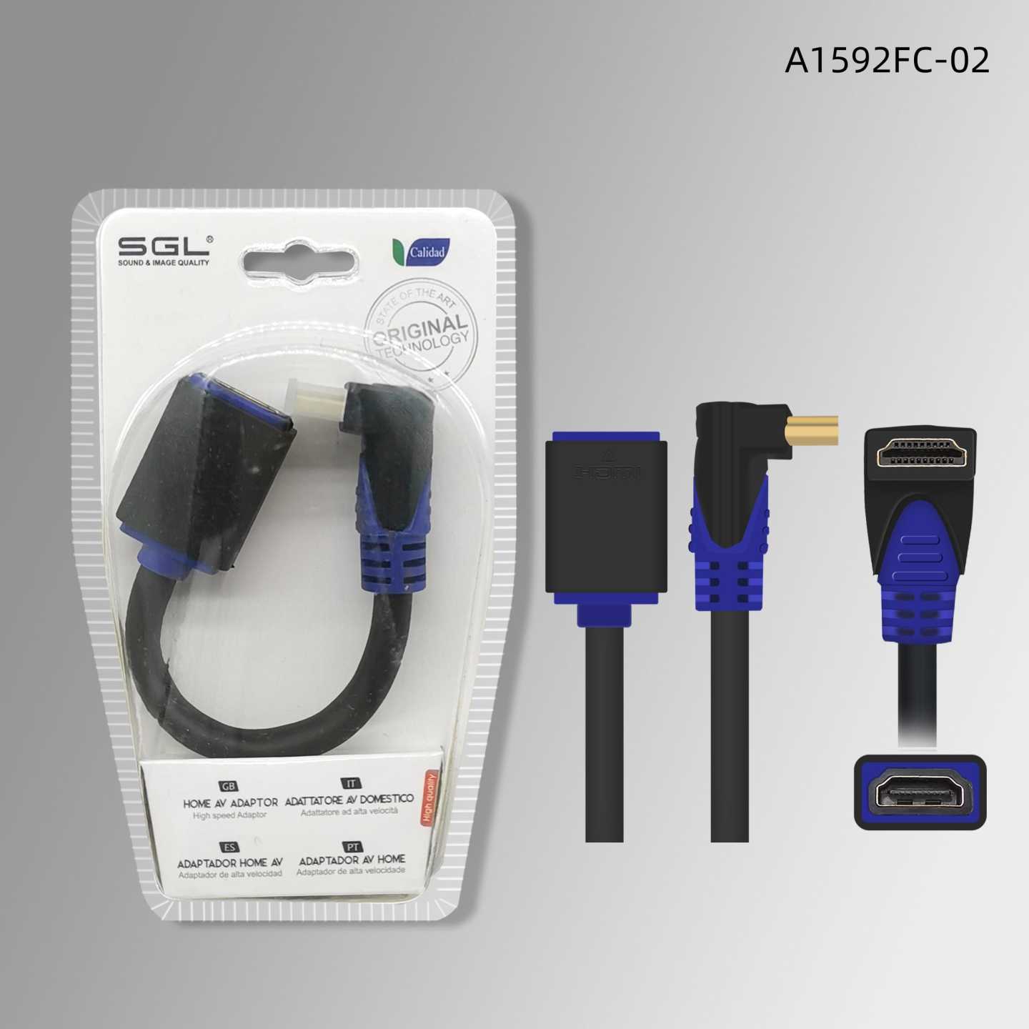 Αντάπτορας καλώδιο HDMI γωνιακό 90° - A1592FC-02 - Male/Female - 098043 - Image 2