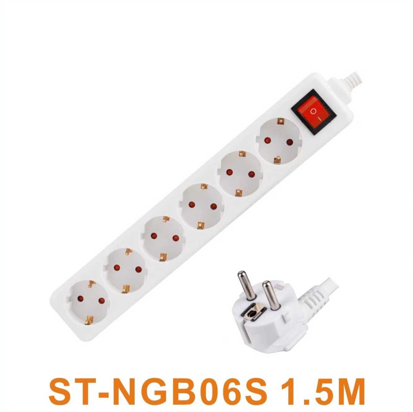 Πολύπριζο 6 θέσεων Σούκο με διακόπτη - ST-NGB06S - 1.5m - 068264 - Image 2