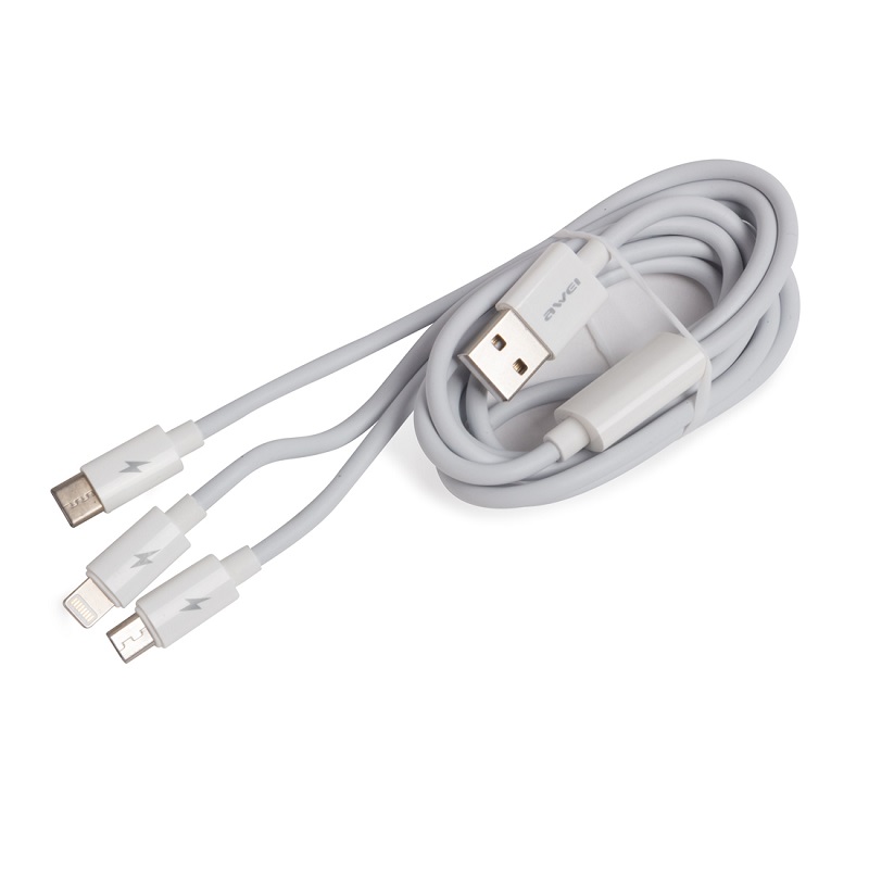 Καλώδιο φόρτισης & data 3in1 - Fast Charge - CL-972 - 1.2m - AWEI - 888155 - Black - Image 2