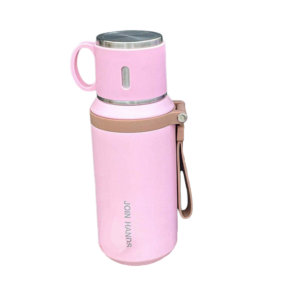 Φορητό παγούρι-θερμός με κούπα - 650ml - 954149 - Pink