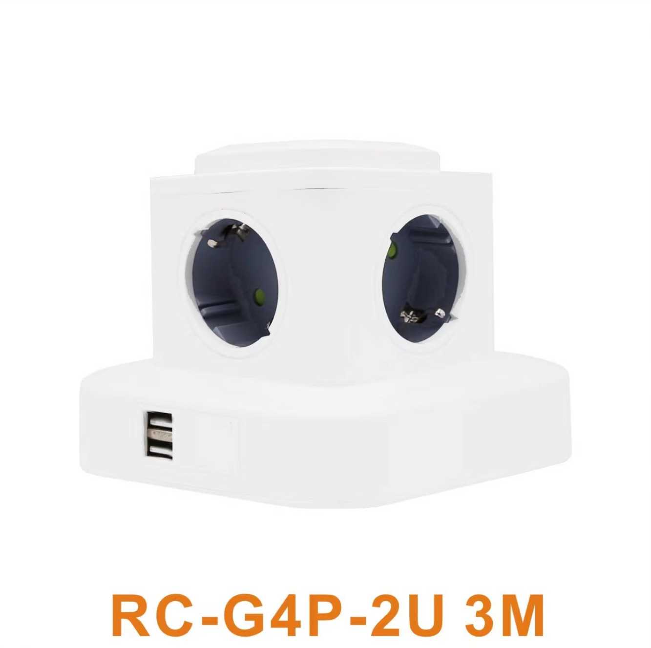 Κάθετο πολύπριζο 4 θέσεων - Σούκο - 2USB - 3m - RC-G4P - 004130 - Image 2