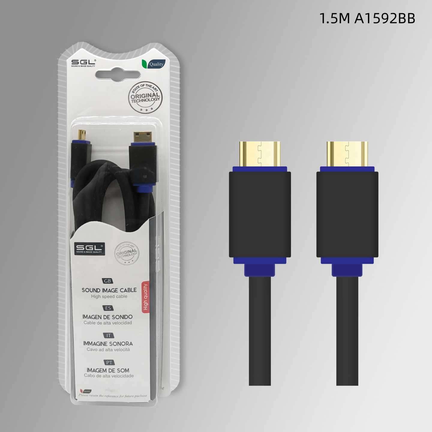 Καλώδιο Mini HDMI - Male/Male - A1592BB - 1.5m - 095561 - Image 2
