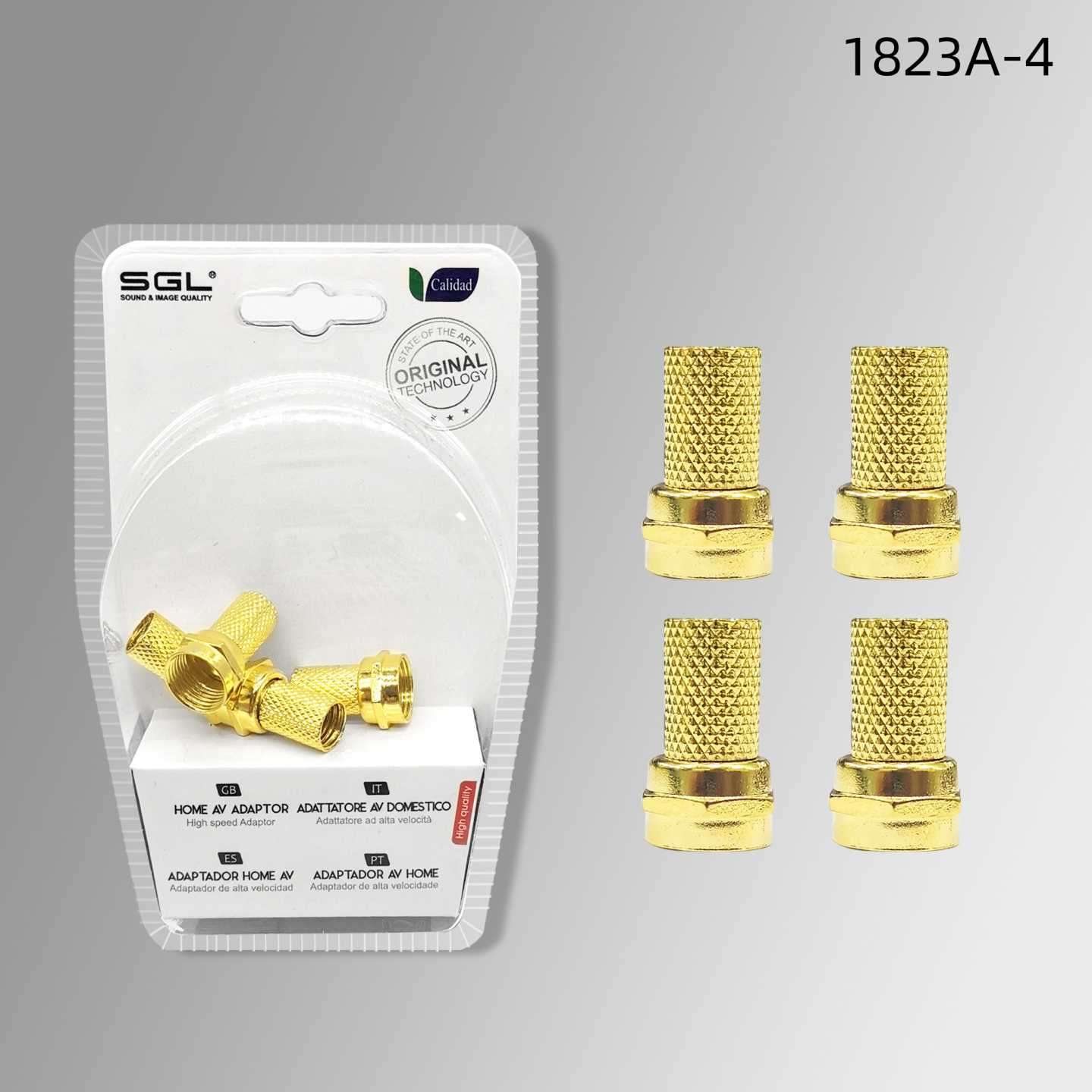 Βύσμα κεραίας TV Coaxial τύπου F - 4pcs - 1823A-4 - Gold - 098708 - Image 2