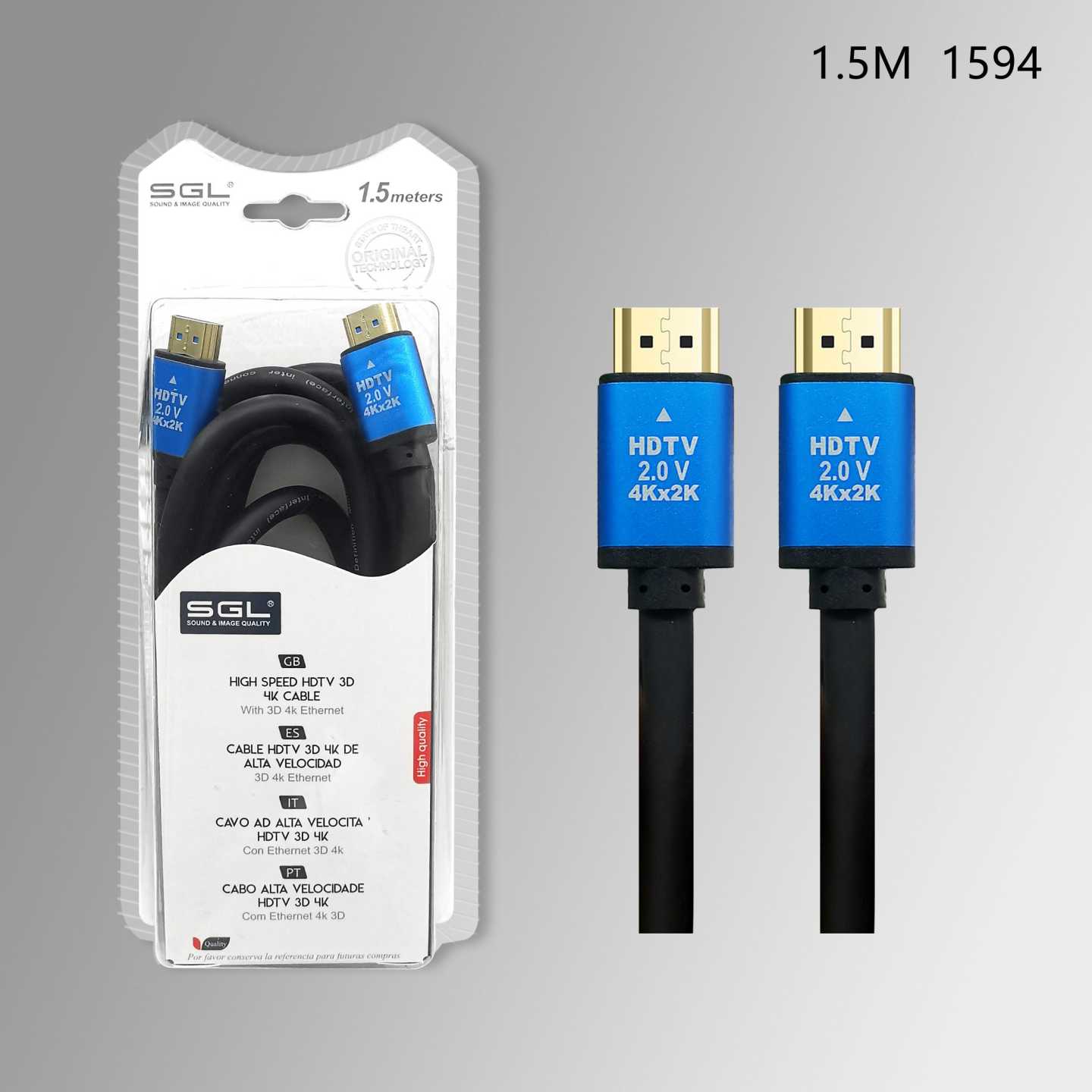 Καλώδιο HDMI - 1594-3D-4K - Male/Male - 1.5m - 094793 - Image 2