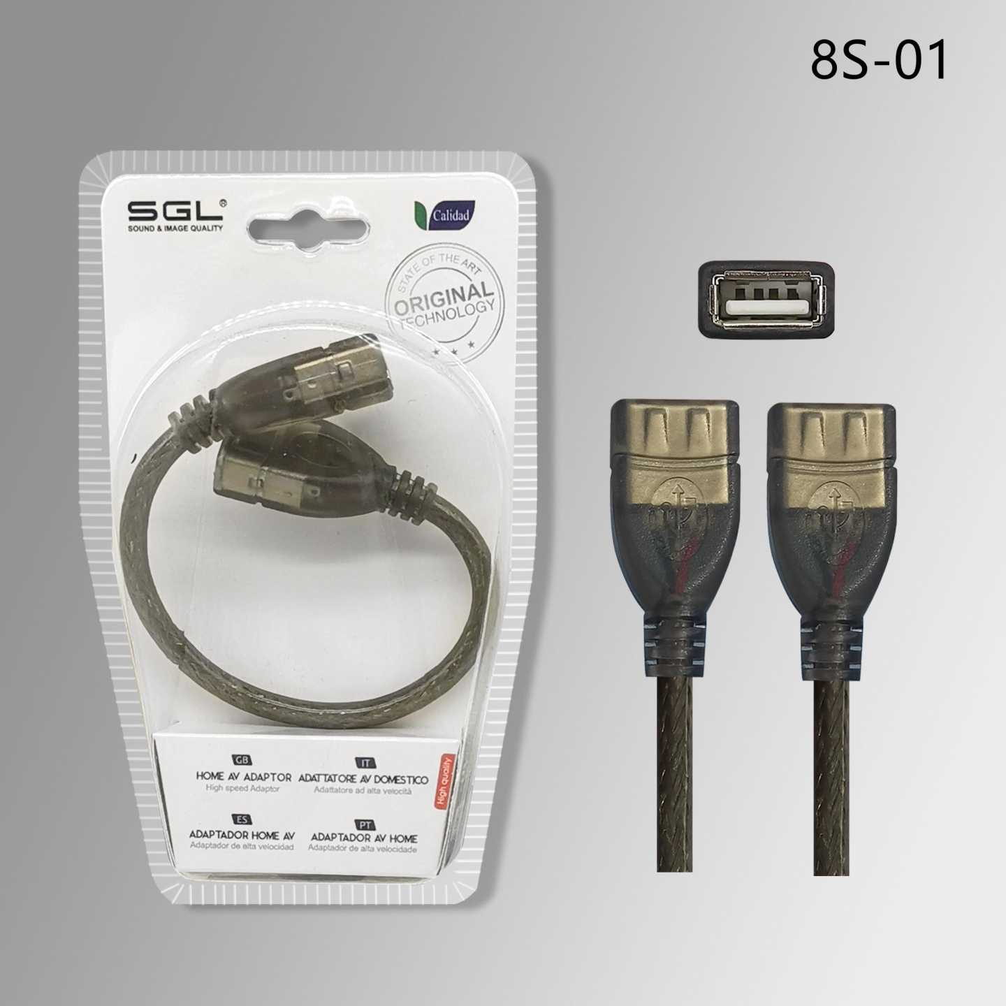 Αντάπτορας καλώδιο - USB-A female/female - 8S-01 - 20cm - 098098 - Image 2