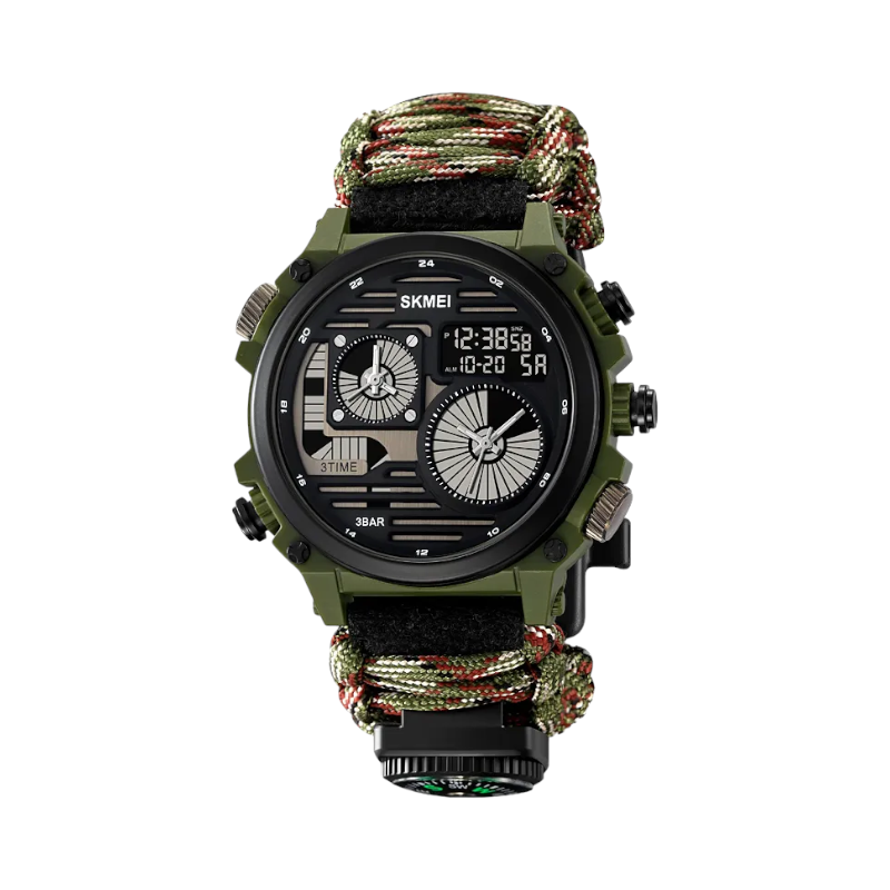 Ψηφιακό/αναλογικό ρολόι χειρός – Skmei - 2202 - Army Green Rope