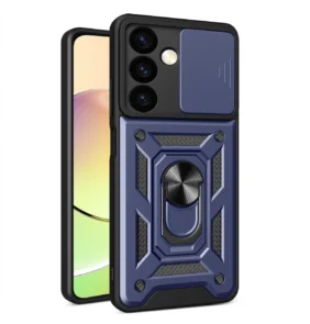 Hybrid Armor Camshield armored case for Samsung Galaxy A15 with camera cover - blue
