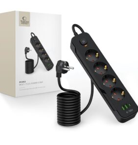 TECH-PROTECT PCL4X3 POWER STRIP LONG 2 USB & 1 TYPE-C & 4 SOCKET 200CM BLACK